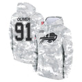 B.Bills #91 Ed Oliver Player Arctic Camo Salute to Service Hoodies Edoa Stitched Jerseys