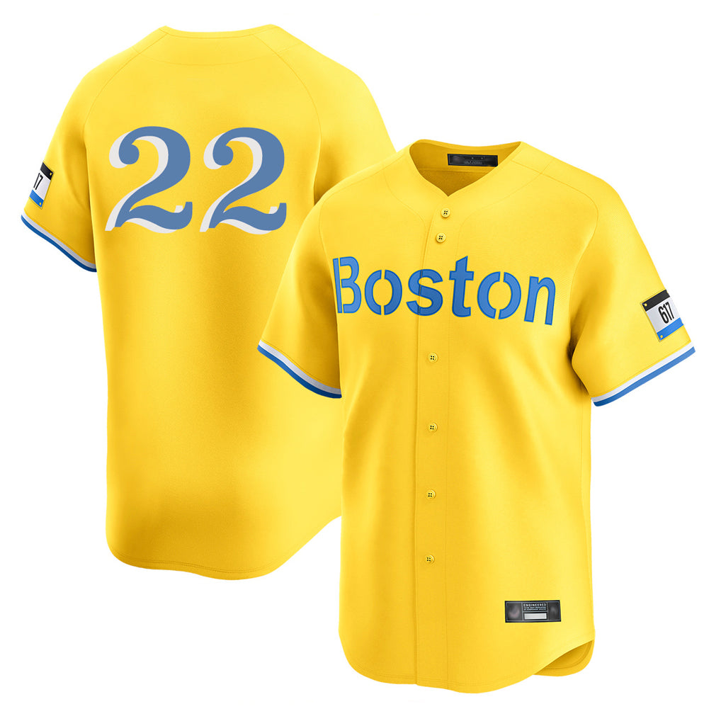 B.Red Sox #22 Garrett Whitlock Player Yellow Limited Home Game Edoa Stitched Jerseys