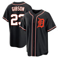 D.Tigers #23 Kirk Gibson Player Black Fashion Out Home Game Edoa Stitched Jerseys