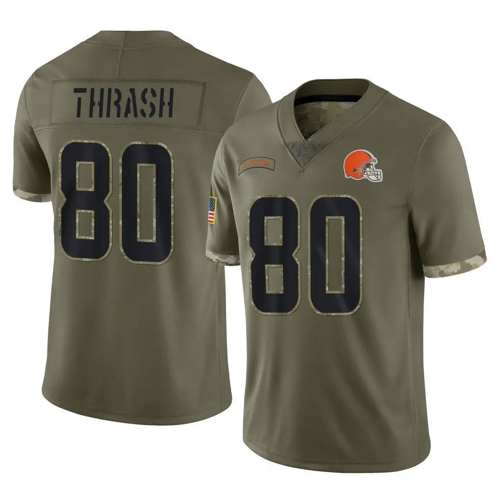 C.Browns #80 Jamari Thrash Player Olive Salute to Service Limited Game Edoa Stitched Jerseys