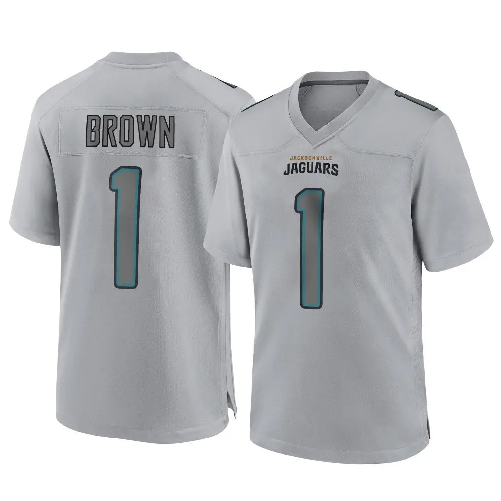 J.Jaguars #1 Montaric Brown Player Gray Atmosphere Fashion Home Game Edoa Stitched Jerseys