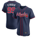 A.Braves #99 Spencer Strider Player Navy Limited Elite Home Game Edoa Stitched Jerseys