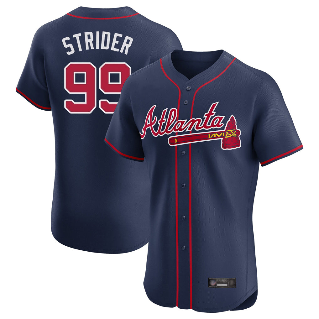 A.Braves #99 Spencer Strider Player Navy Limited Elite Home Game Edoa Stitched Jerseys