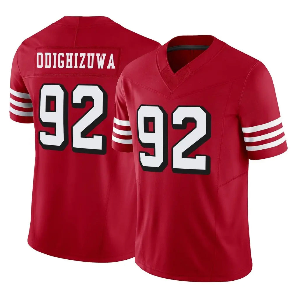 SF.49ers #92 Osa Odighizuwa Player Red Limited Alternate Vapor F.U.S.E. Home Game Edoa Stitched Jerseys