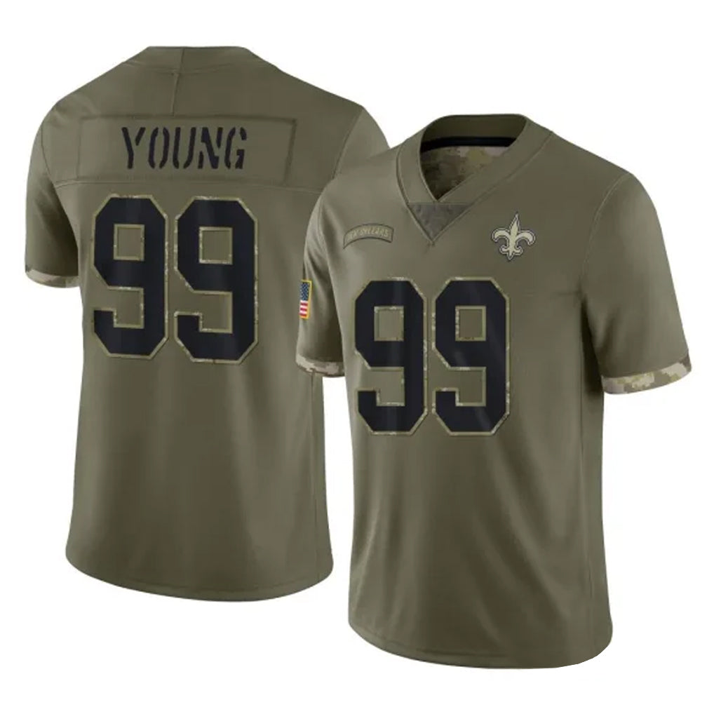 NO.Saints #99 Chase Young Player Olive Salute To Service Limited Edoa Stitched Jerseys
