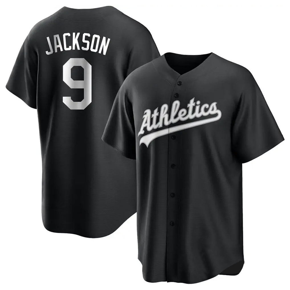 Athletics #9 Reggie Jackson Player Black Fashion Home Game Edoa Stitched Jerseys