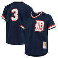 D.Tigers #3 Alan Trammell Player Navy Mitchell & Ness 1984 Mesh Batting Practice  T-shirt Edoa Stitched Jerseys