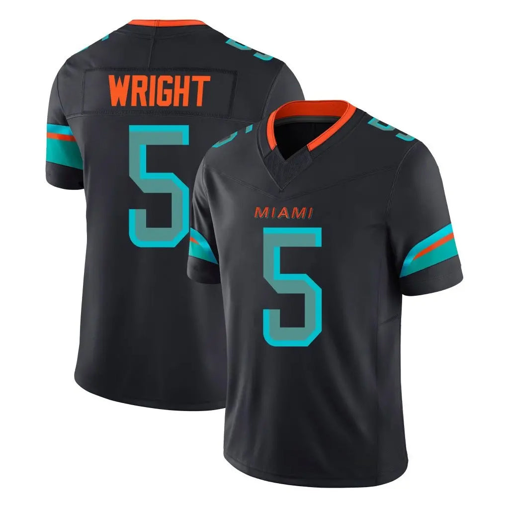 M.Dolphins #5 Jaylen Wright Player Black Limited Pitch Rivalries Collection Home Game Edoa Stitched Jerseys