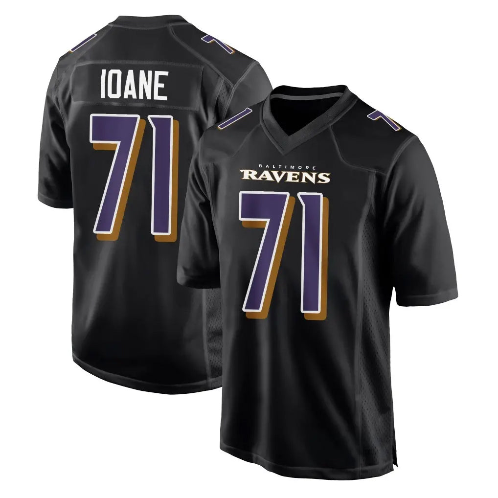 B.Ravens #71 Olaivavega Ioane Player Black Carbon Fashion Home Edoa Stitched Jerseys