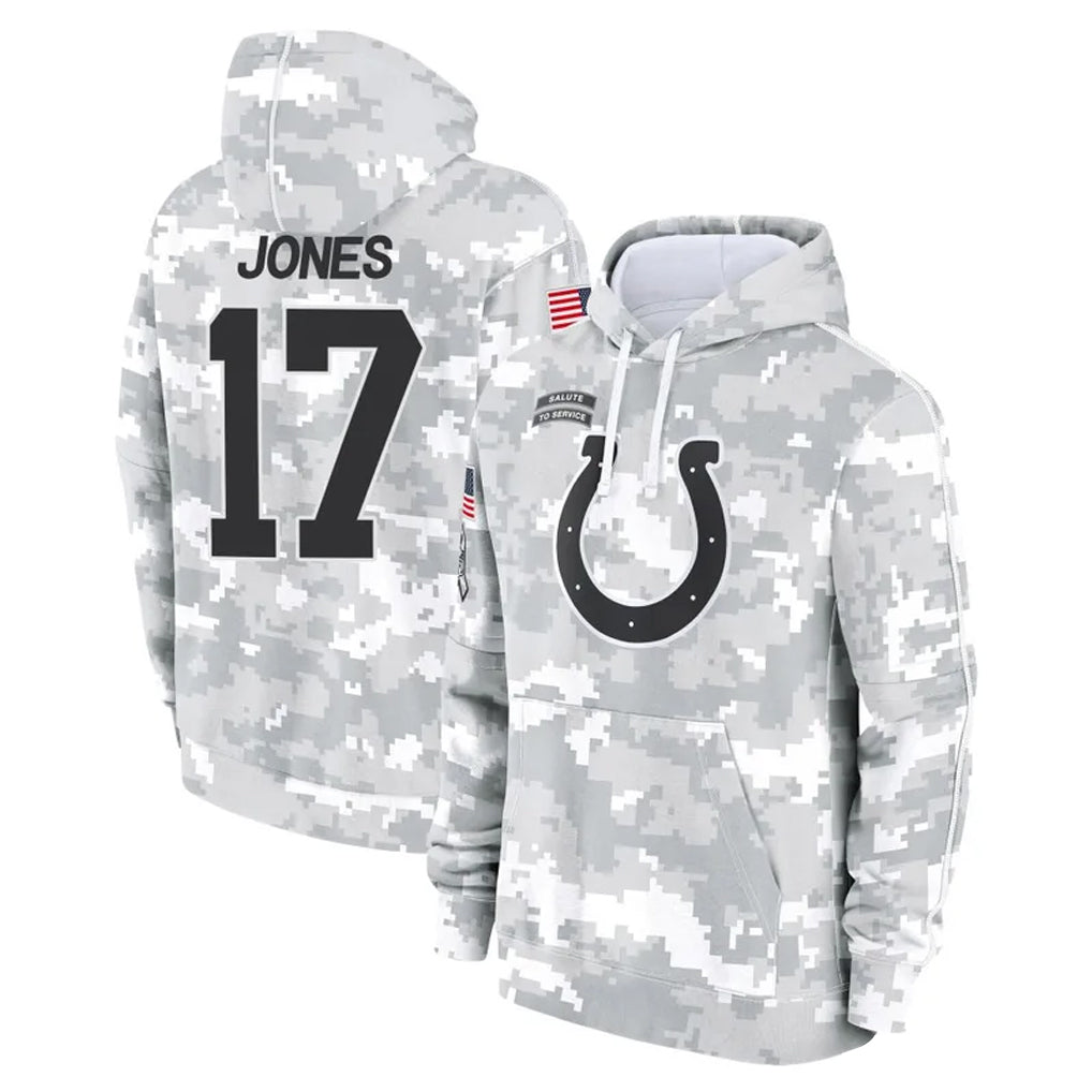 IN.Colts #17 Daniel Jones Player Arctic Camo Salute to Service Hoodies Limited Game Edoa Stitched Jerseys