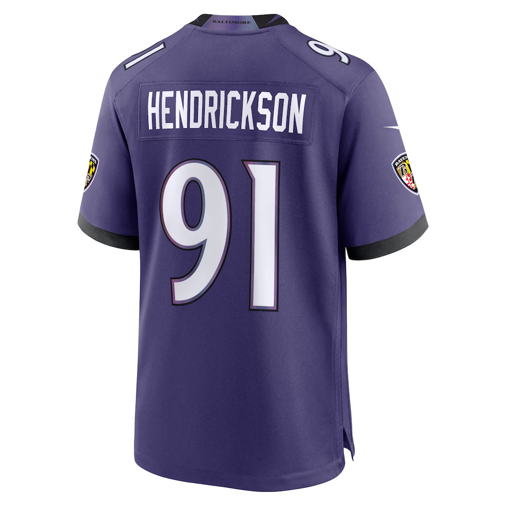 B.Ravens #91 Trey Hendrickson Player Purple Home Game Edoa Stitched Jerseys