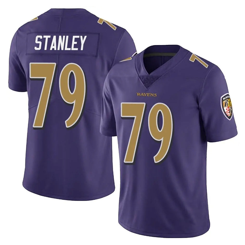 B.Ravens #79 Ronnie Stanley Player Purple Color Rush Vapor Untouchable Limited Home Game Edoa Stitched Jerseys