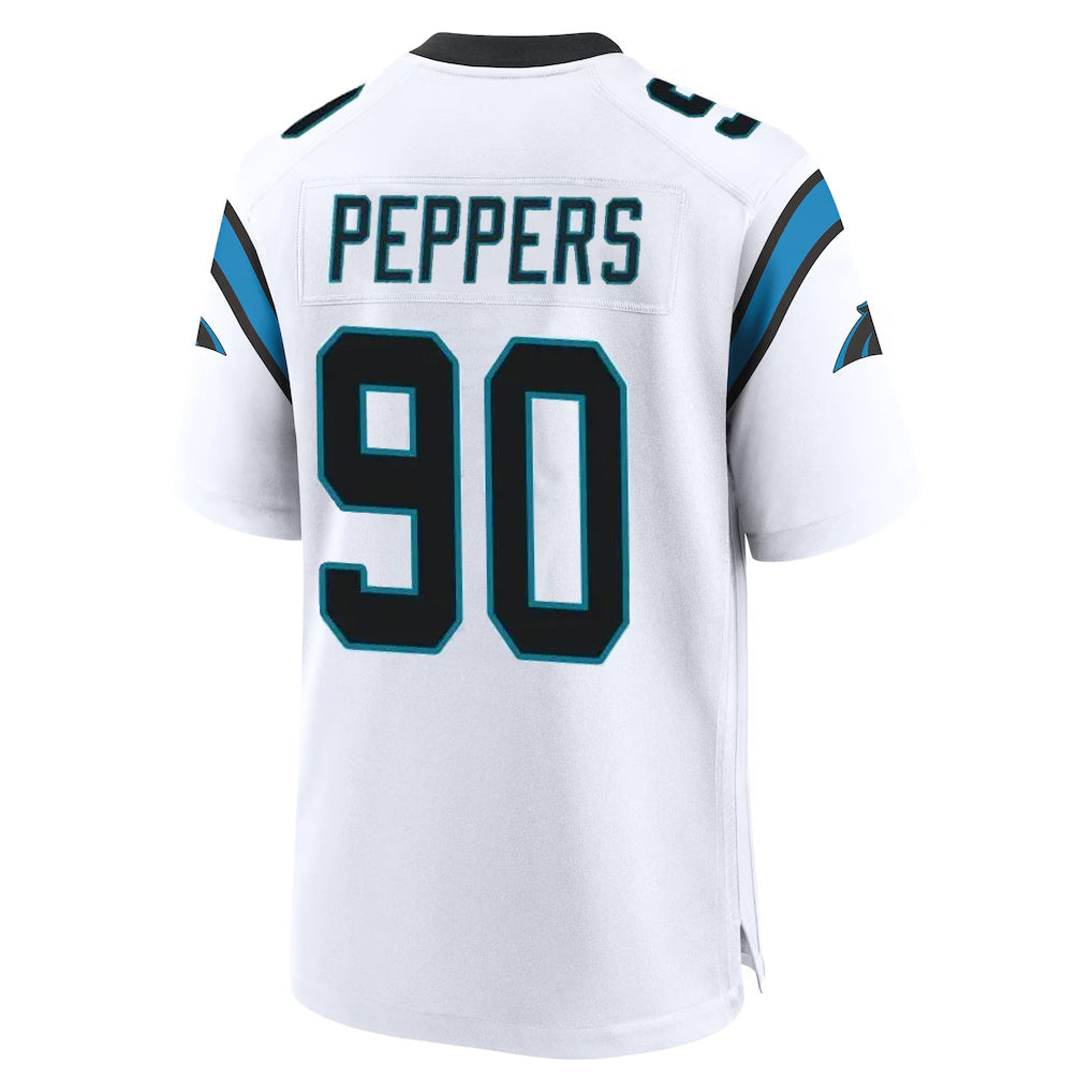 C.Panthers #90 Julius Peppers Player White Home Game Edoa Stitched Jerseys