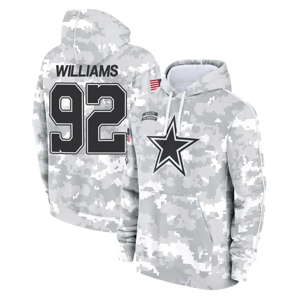 D.Cowboys #92 Quinnen Williams Player Arctic Camo Salute to Service Hoodies Limited Game Edoa Stitched Jerseys