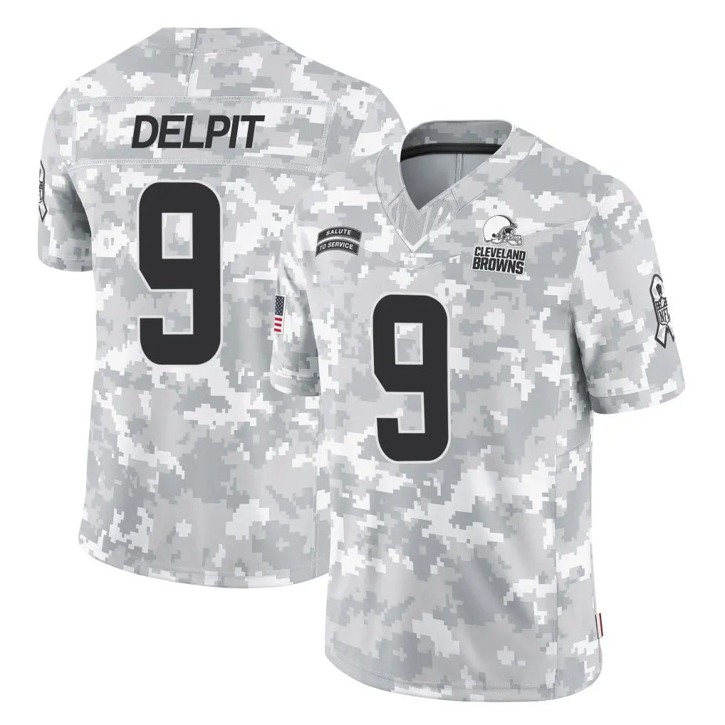 C.Browns #9 Grant Delpit Player Arctic Camo Salute to Service Limited Home Game Edoa Stitched Jerseys