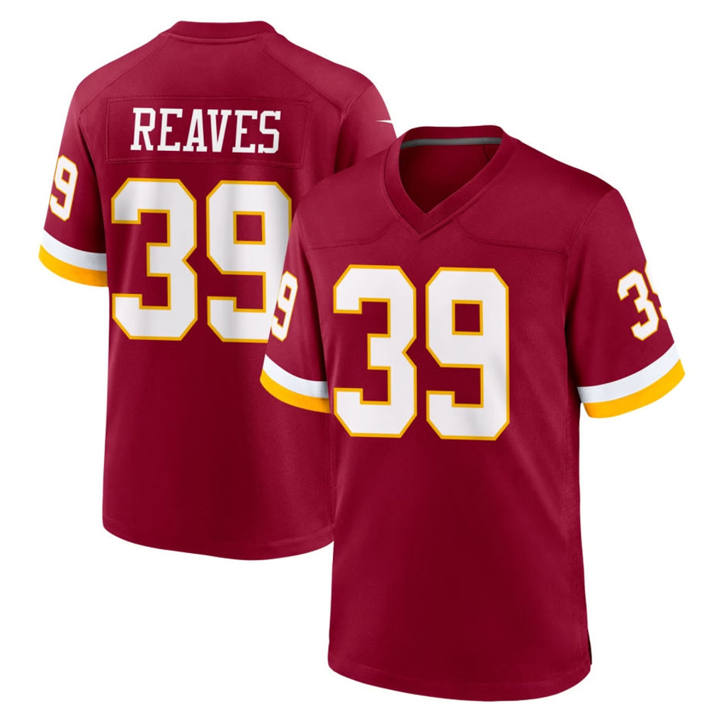 W.Commanders #39 Jeremy Reaves Player Burgundy Game Home Edoa Stitched Jerseys