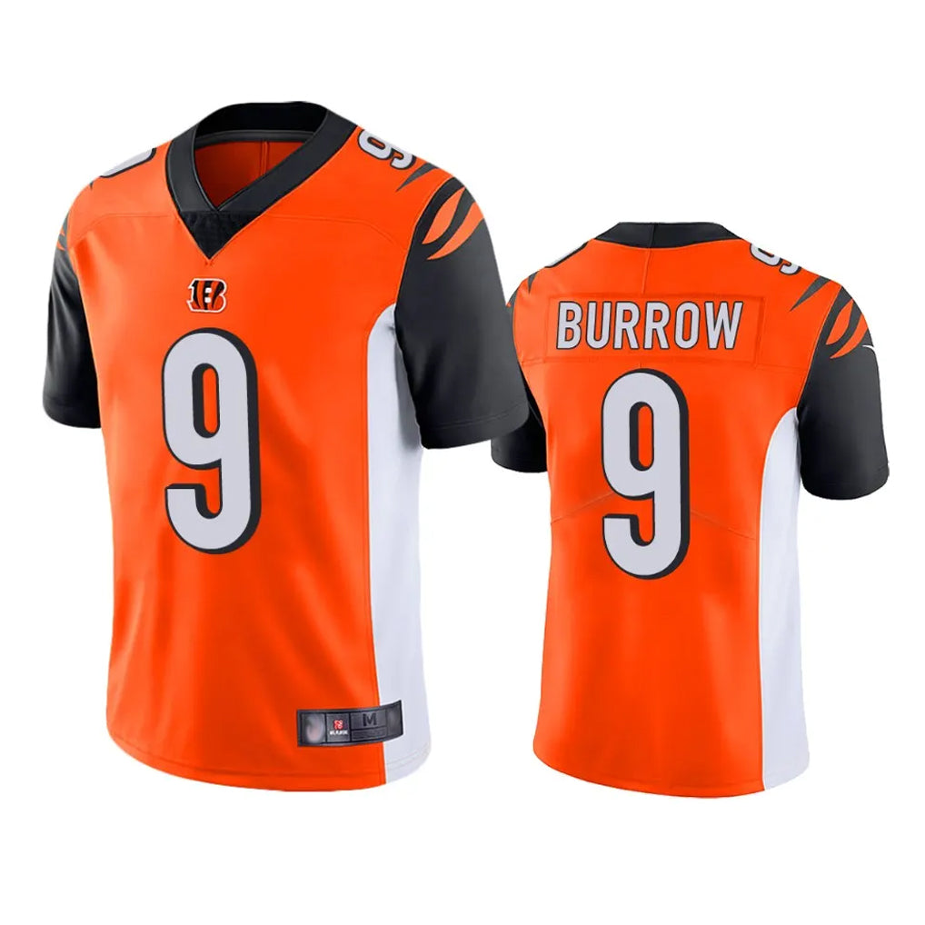 C.Bengals #9 Joe Burrow Player Orange Limited Home Game Edoa Stitched Jerseys