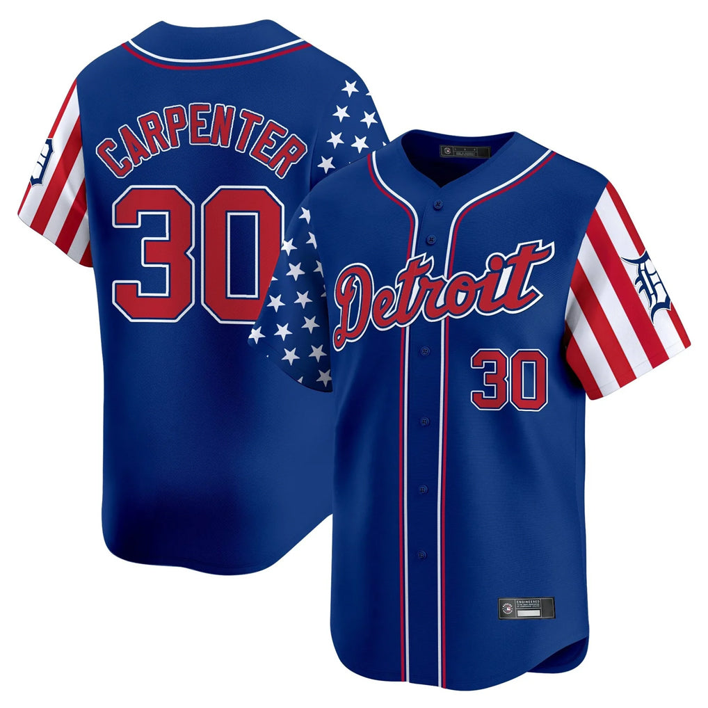 D.Tigers #30 Kerry Carpenter Player Royal Independence Day Vapor Premier Limited Edoa Stitched Jerseys