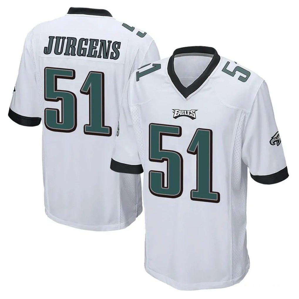 P.Eagles #51 Cam Jurgens Player White Home Game Edoa Stitched Jerseys