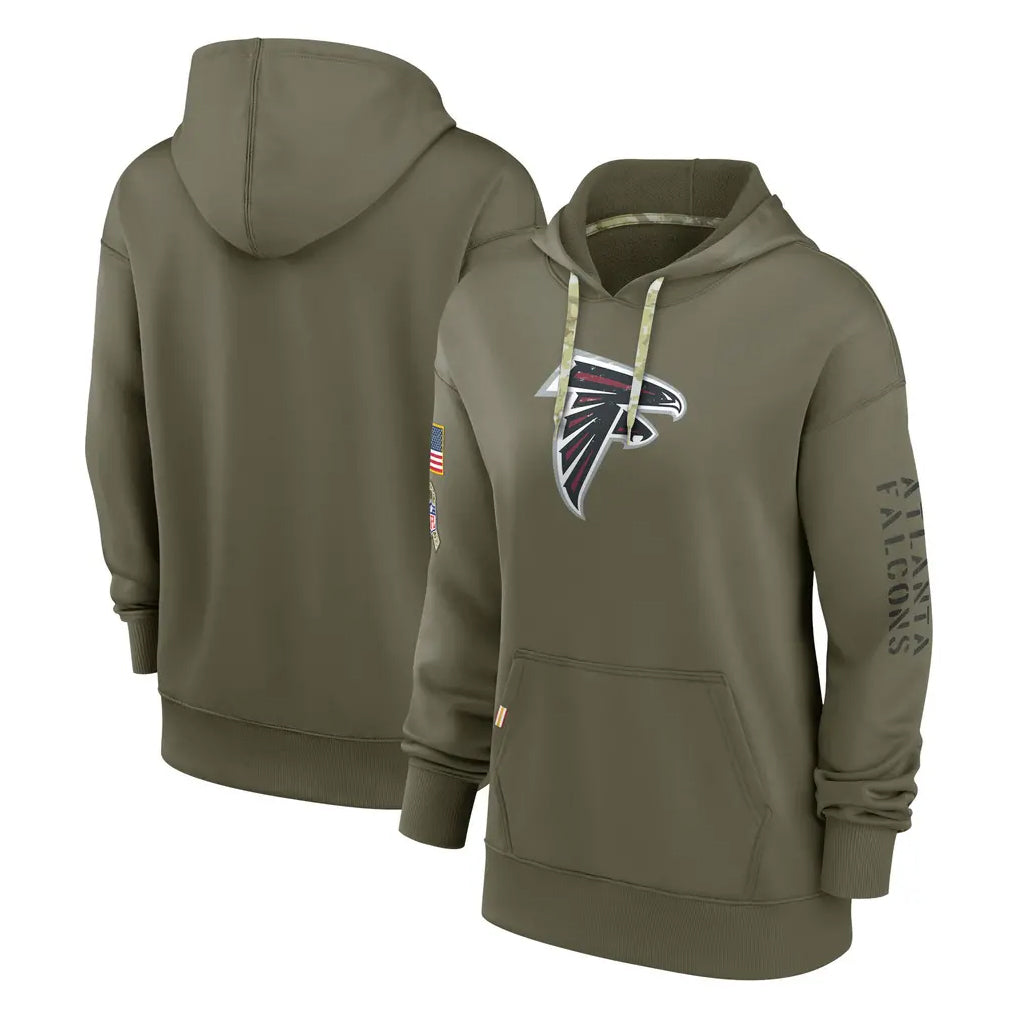 A.Falcons ## Falcons Blank Player Olive 2025 Salute to Service Pullover Hoodie Edoa Stitched Jerseys