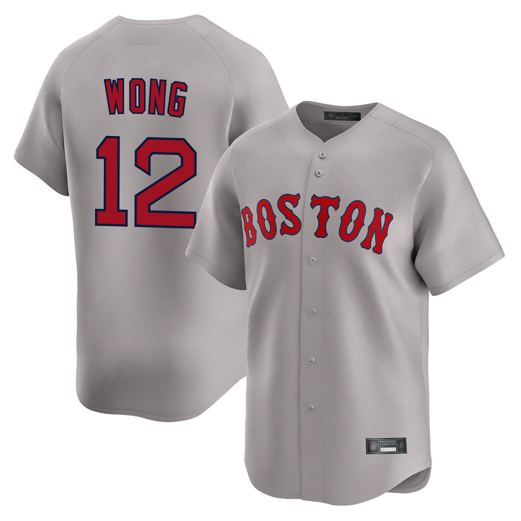 B.Red Sox #12 Connor Wong Player Gray Road Limited Home Game Edoa Stitched Jerseys