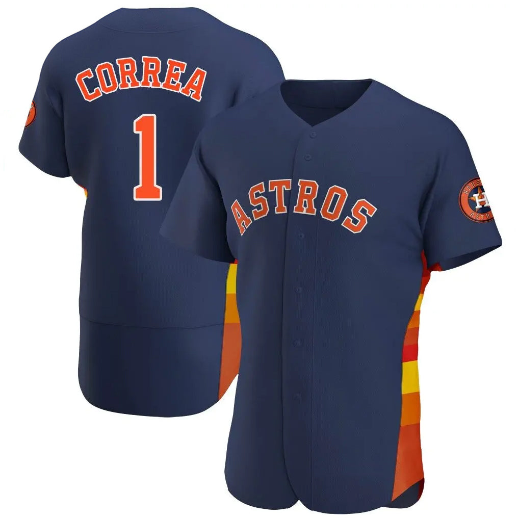 H.Astros #1 Carlos Correa Player Navy Home Limited Elite Edoa Stitched Jerseys