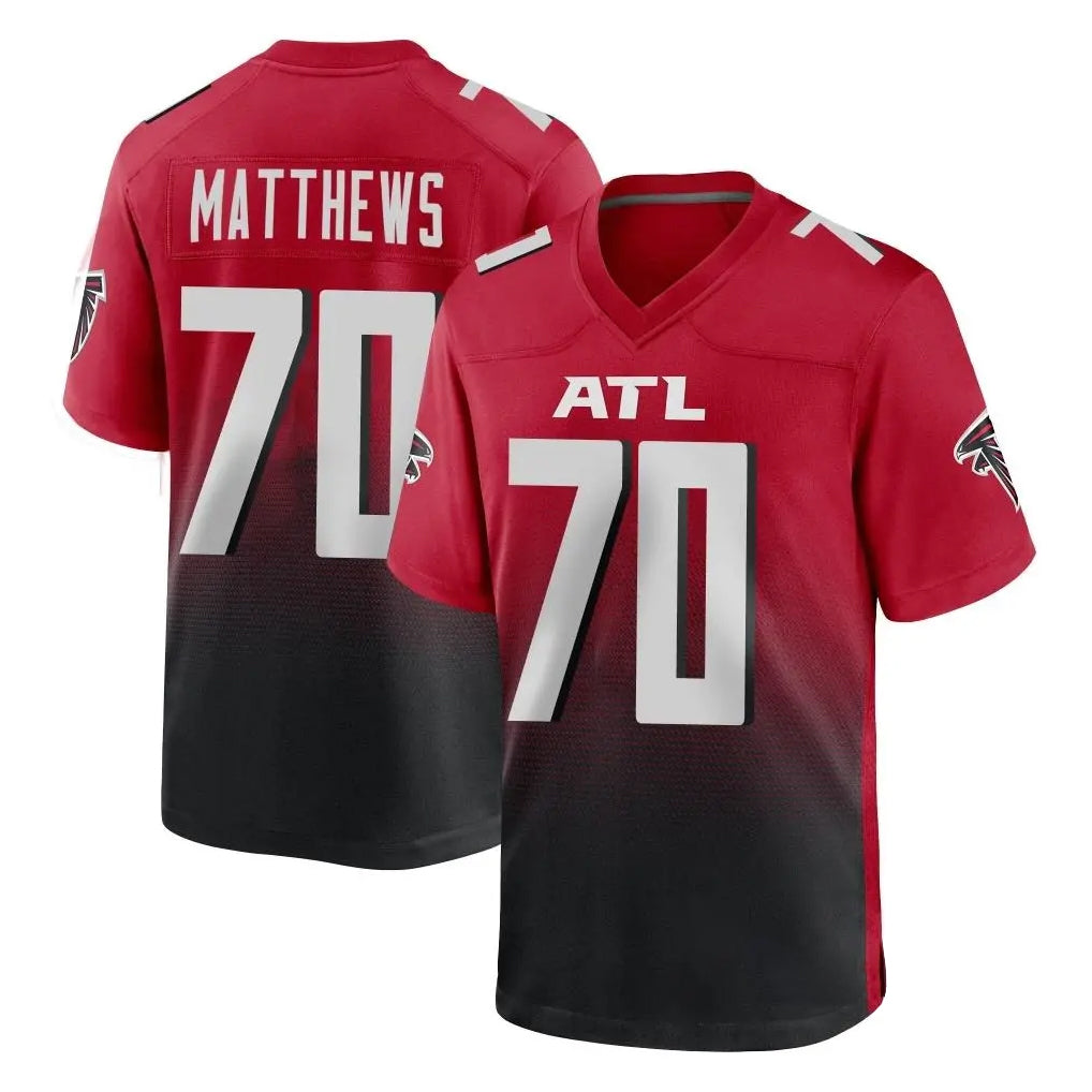 A.Falcons #70 Jake Matthews Player Red Home Game Edoa Stitched Jerseys