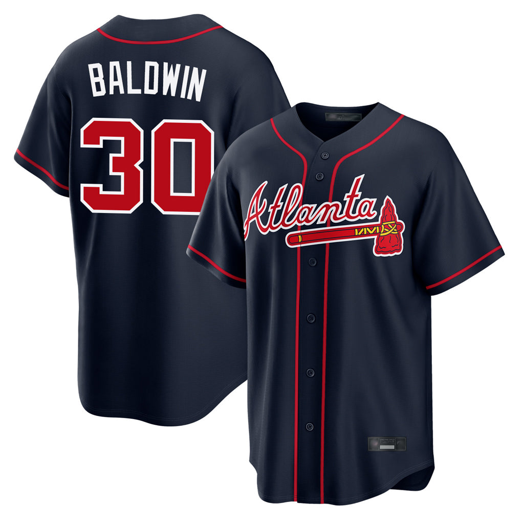 A.Braves #30 Drake Baldwin Player Navy Home Game Edoa Stitched Jerseys