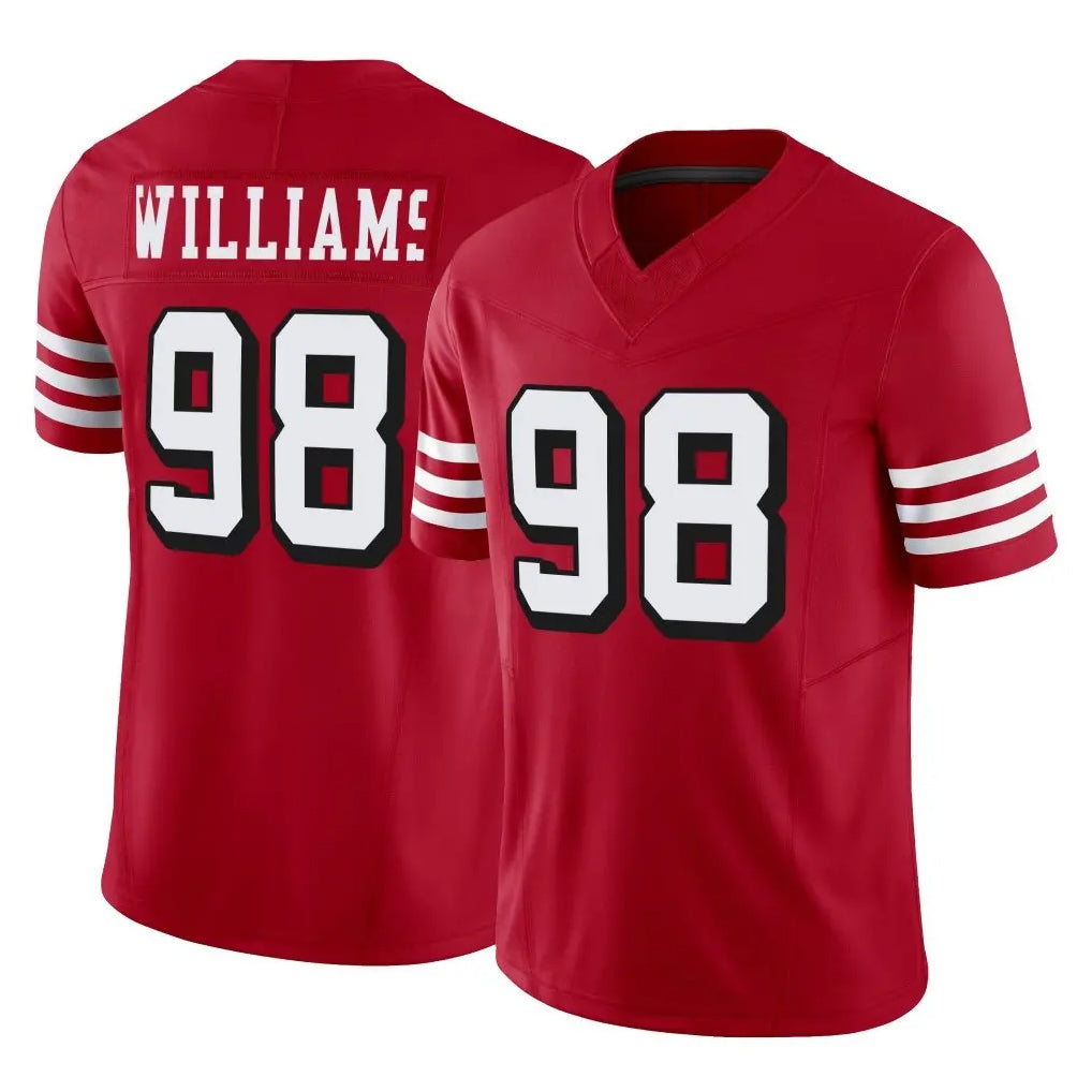 SF.49ers #98 Mykel Williams Player Red Limited Alternate Vapor F.U.S.E. Home Game Edoa Stitched Jerseys