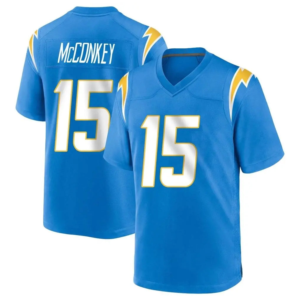 LA.Chargers #15 Ladd McConkey Player Blue Home Game Edoa Stitched Jerseys