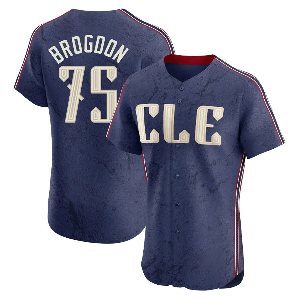 C.Guardians #75 Connor Brogdon Player Navy City Connect Limited Elite Home Edoa Stitched Jerseys