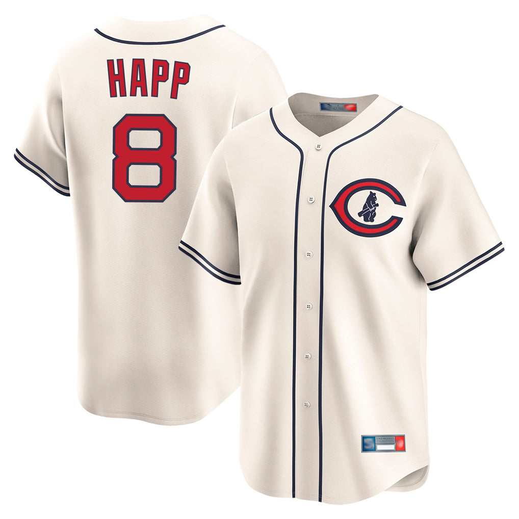C.Cubs #8 Ian Happ Player Cream Field of Dreams Limited Home Game Edoa Stitched Jerseys