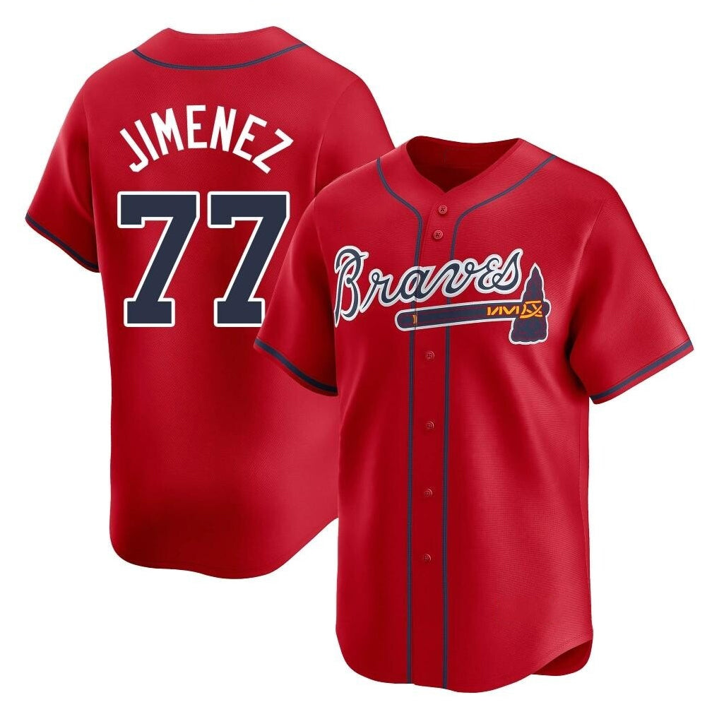 A.Braves #77 Joe Jimenez Player Red Limited Home Game Edoa Stitched Jerseys