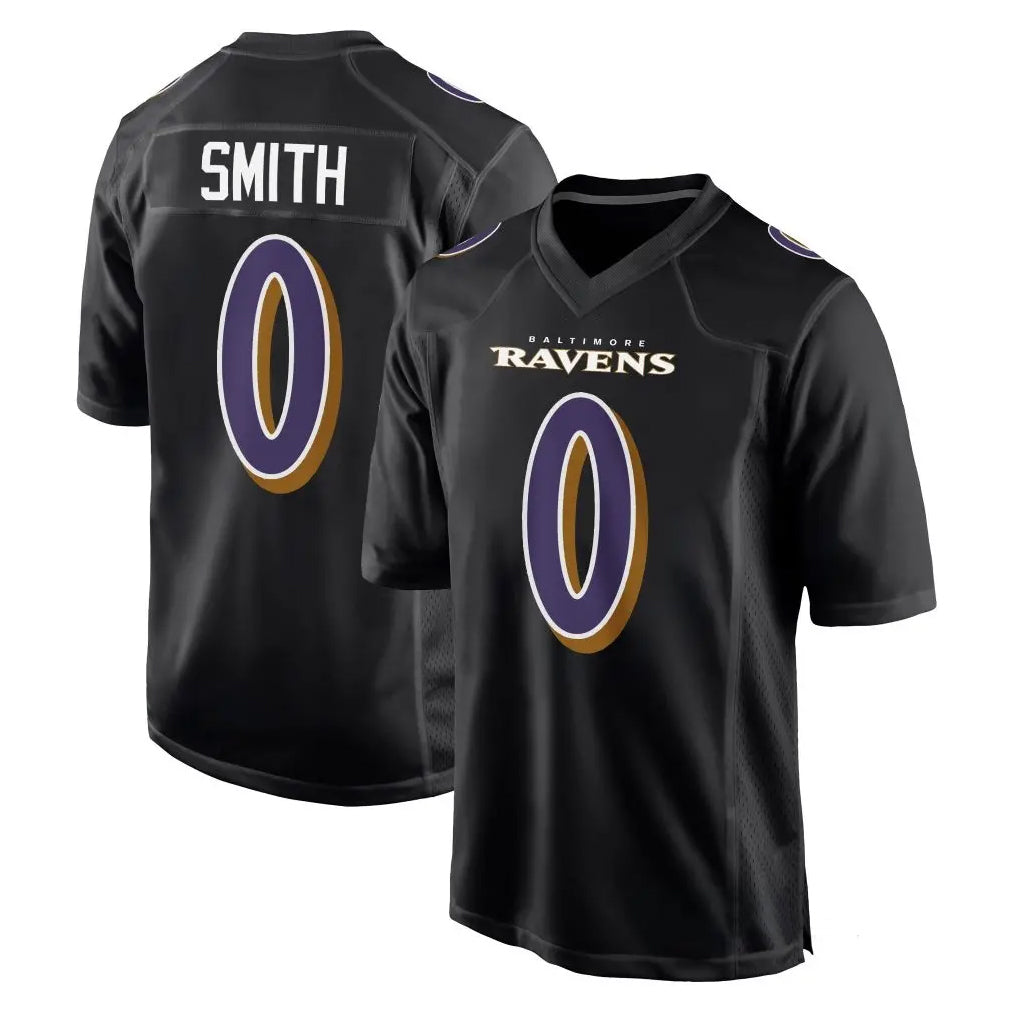 B.Ravens #0 Roquan Smith Player Black Carbon Fashion Home Game Edoa Stitched Jerseys