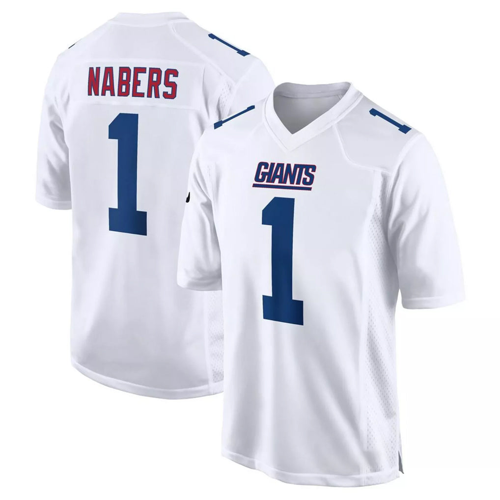 NY.Giants #1 Malik Nabers Player White Fashion Limited Home Game Edoa Stitched Jerseys