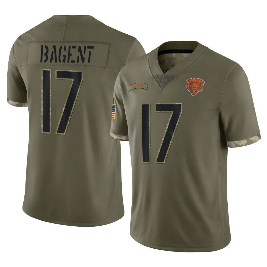 C.Bears #17 Tyson Bagent Player Olive Salute to Service Limited Game Edoa Stitched Jerseys