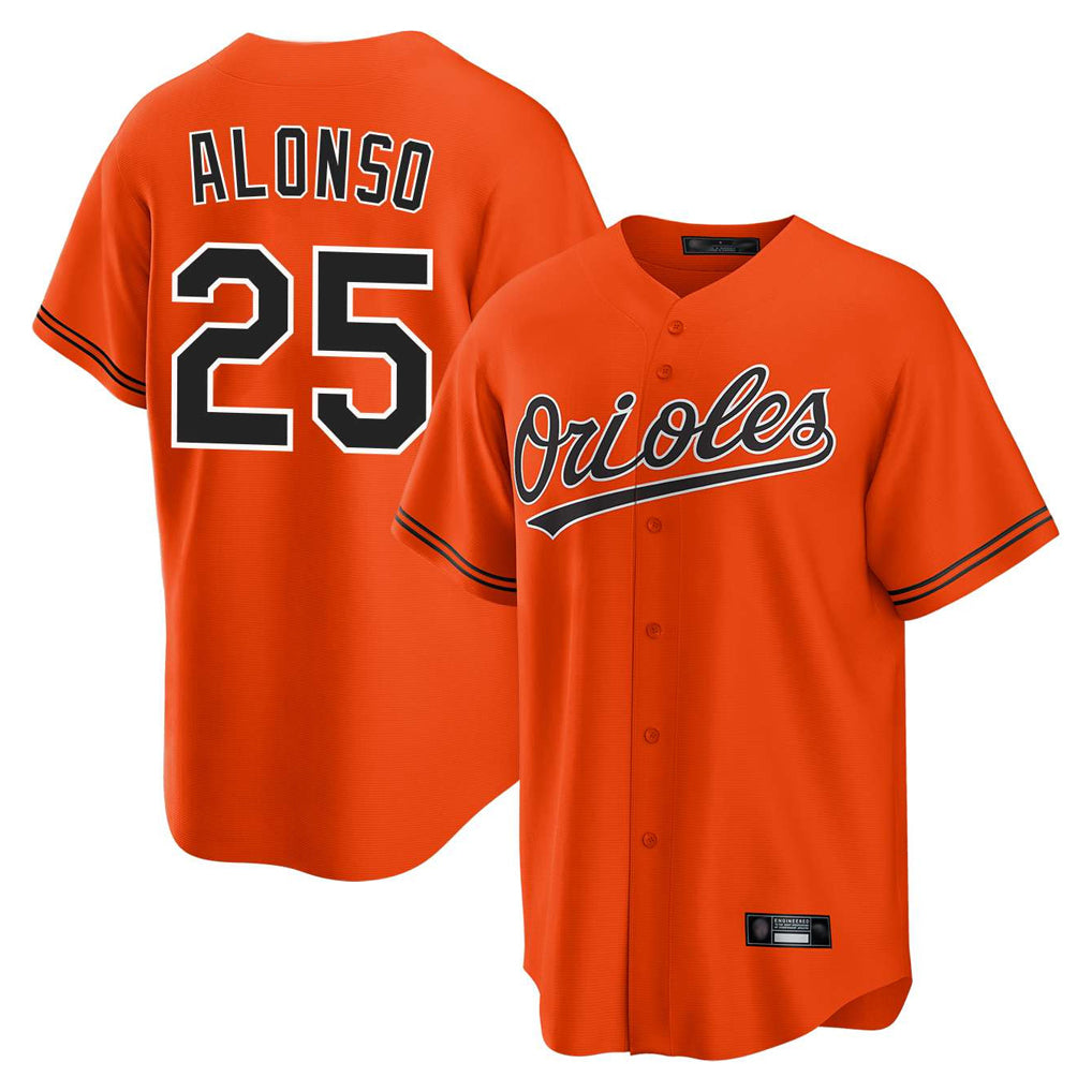 B.Orioles #25 Pete Alonso Player Orange Home Game Edoa Stitched Jerseys
