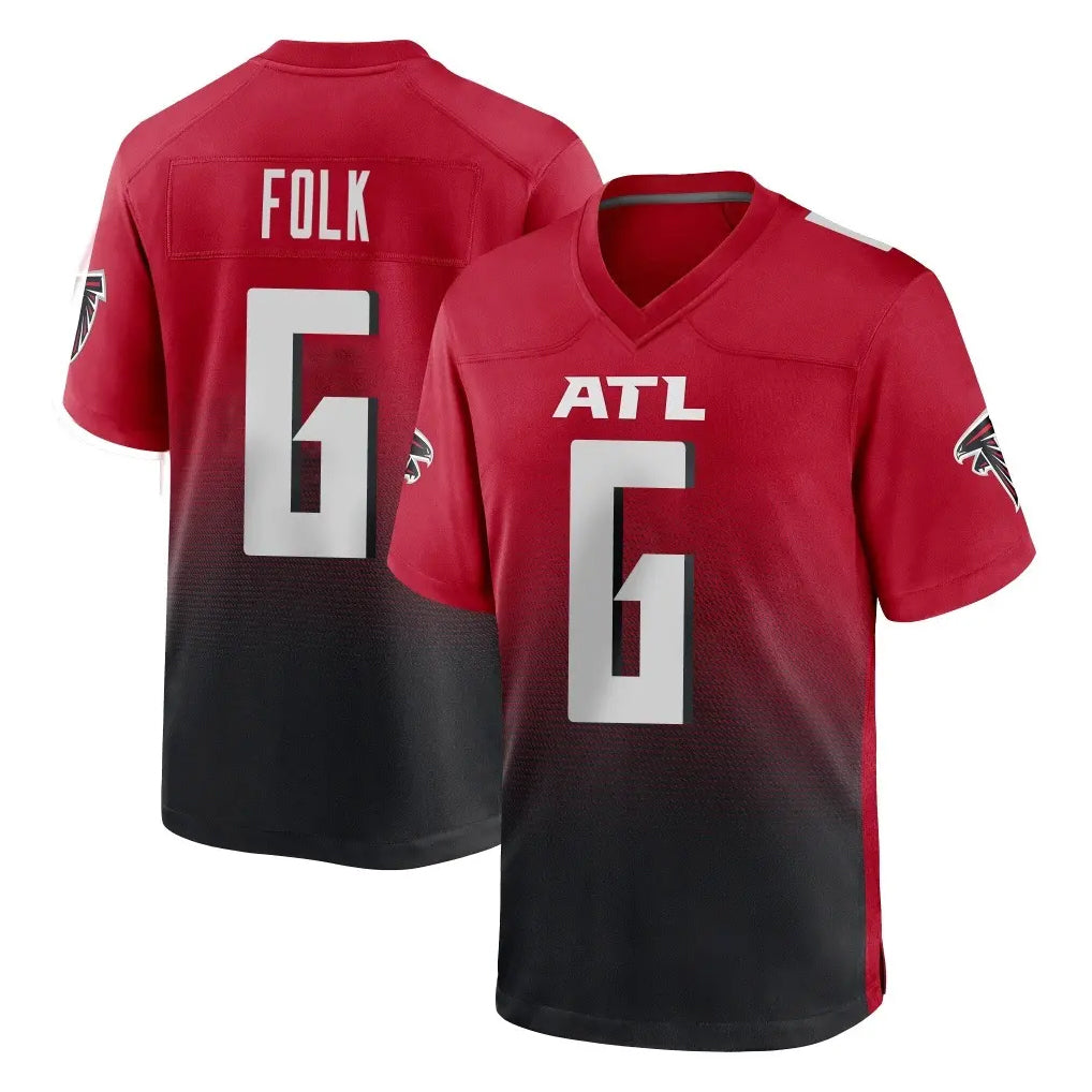 A.Falcons #6 Nick Folk Player Red Home Game Edoa Stitched Jerseys
