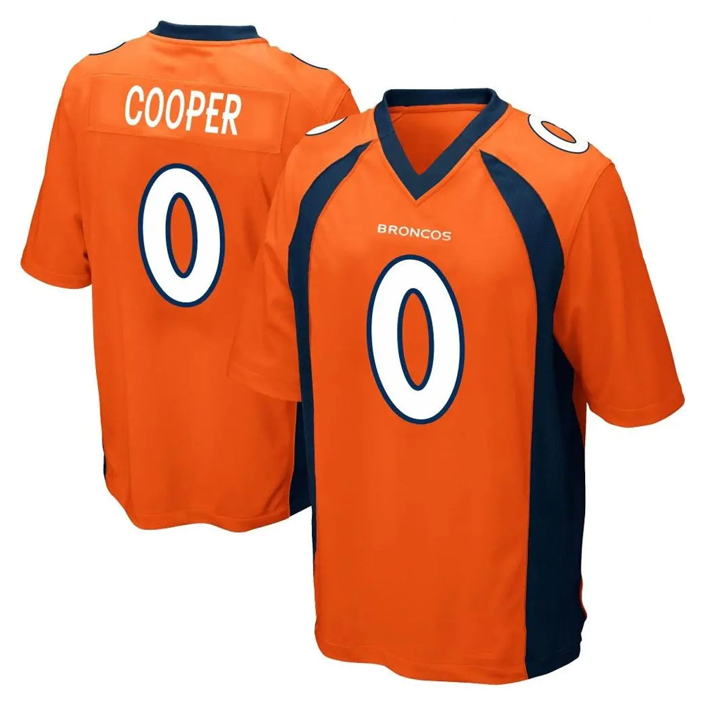 D.Broncos #0 Jonathon Cooper Player Orange Color Home Game Edoa Stitched Jerseys