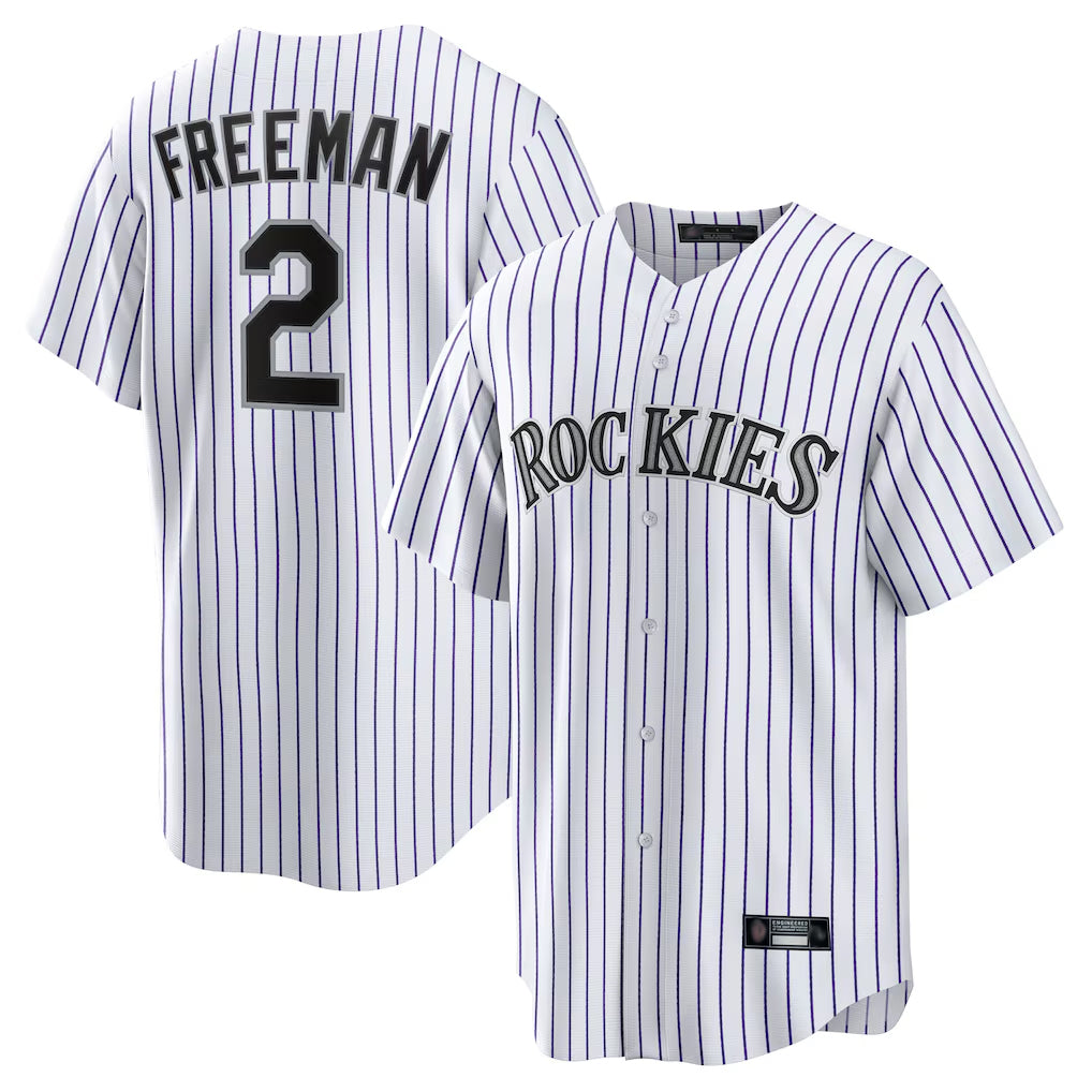 C.Rockies #2 Tyler Freeman Player White Game Home Edoa Stitched Jerseys