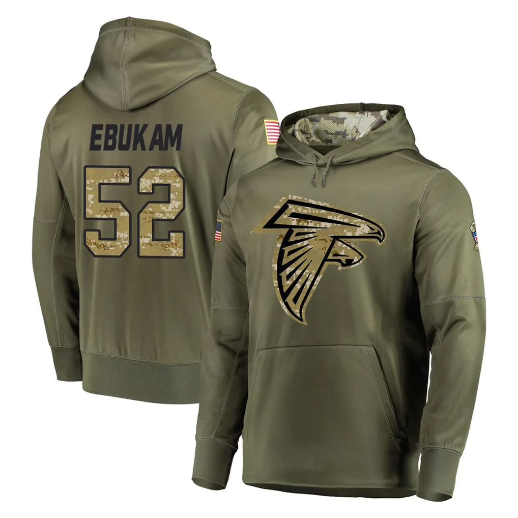 A.Falcons #52 Samson Ebukam Player Olive Salute to Service Hoodies Edoa Stitched Jerseys