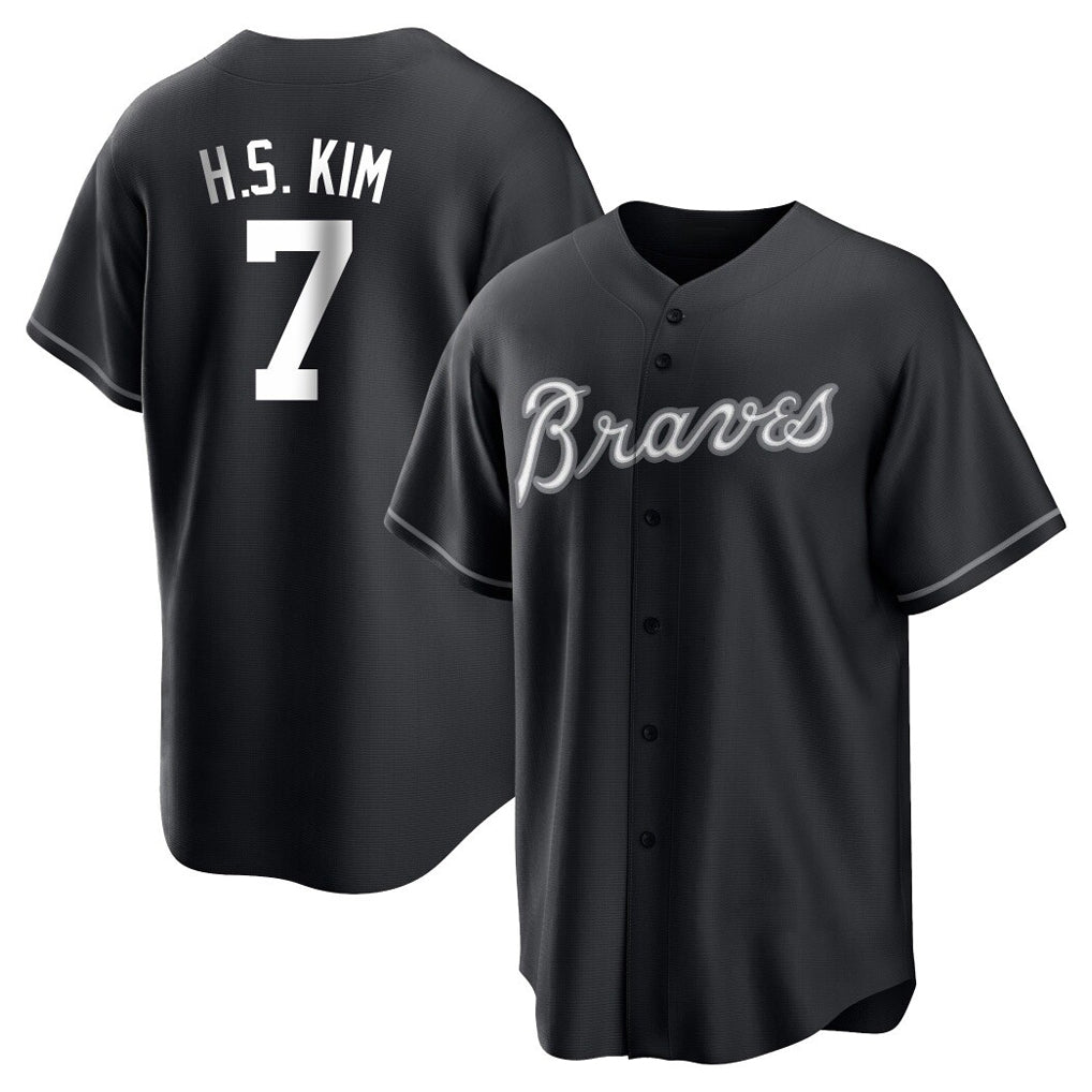 A.Braves #7 Ha-Seong Kim Player Black Home Game Edoa Stitched Jerseys