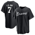 A.Braves #7 Ha-Seong Kim Player Black Home Game Edoa Stitched Jerseys