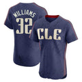 C.Guardians #32 Gavin Williams Player Navy City Connect Limited Elite Home Edoa Stitched Jerseys