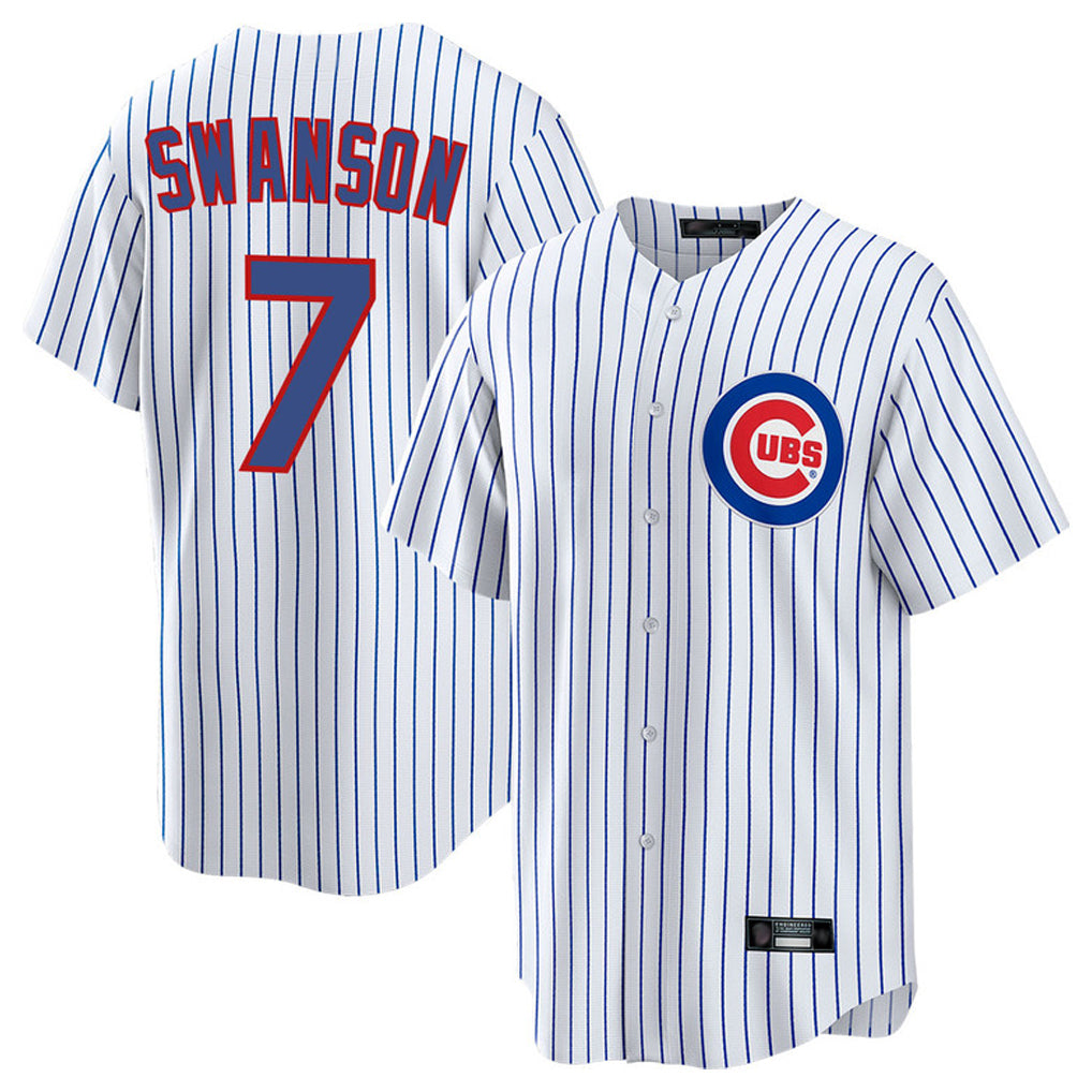 C.Cubs #7 Dansby Swanson Player White Home Game Edoa Stitched Jerseys