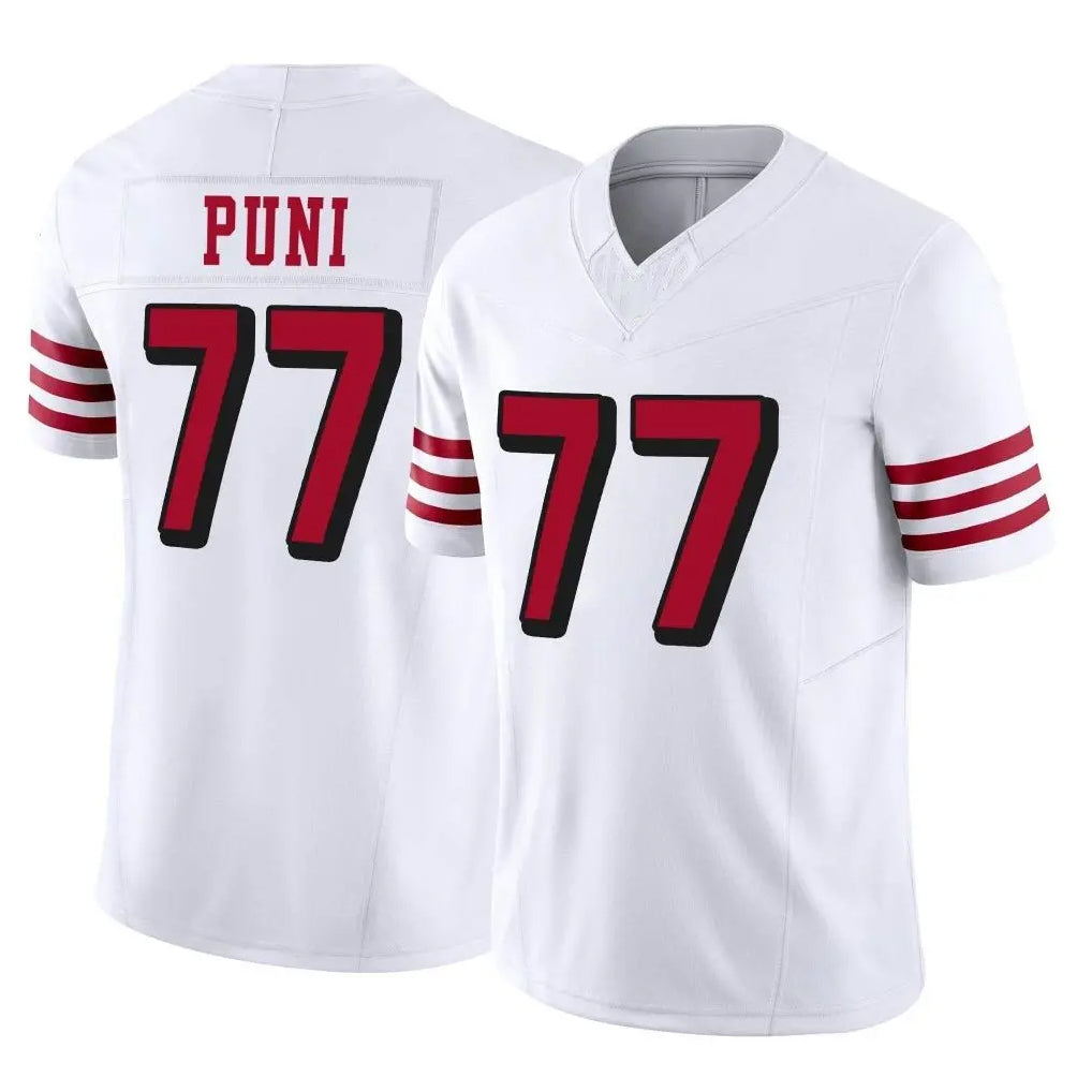 SF.49ers #77 Dominick Puni Player White Limited Alternate Vapor F.U.S.E. Home Game Edoa Stitched Jerseys