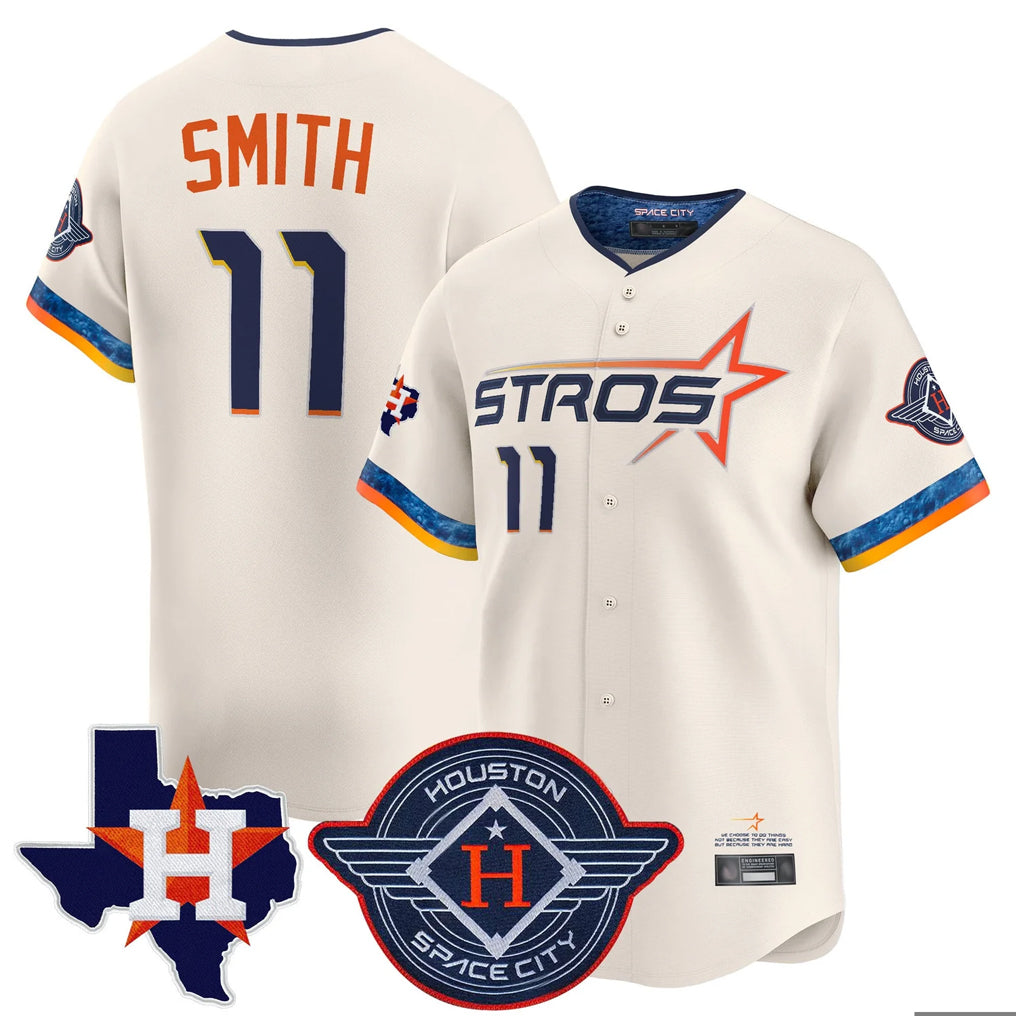 H.Astros #11 Cam Smith Player Cream City Connect Texas Patch Vapor Premier Limited Home Edoa Stitched Jerseys