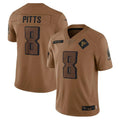 A.Falcons #8 Kyle Pitts Sr. Player Brown Salute To Service Limited Edoa Stitched Jerseys