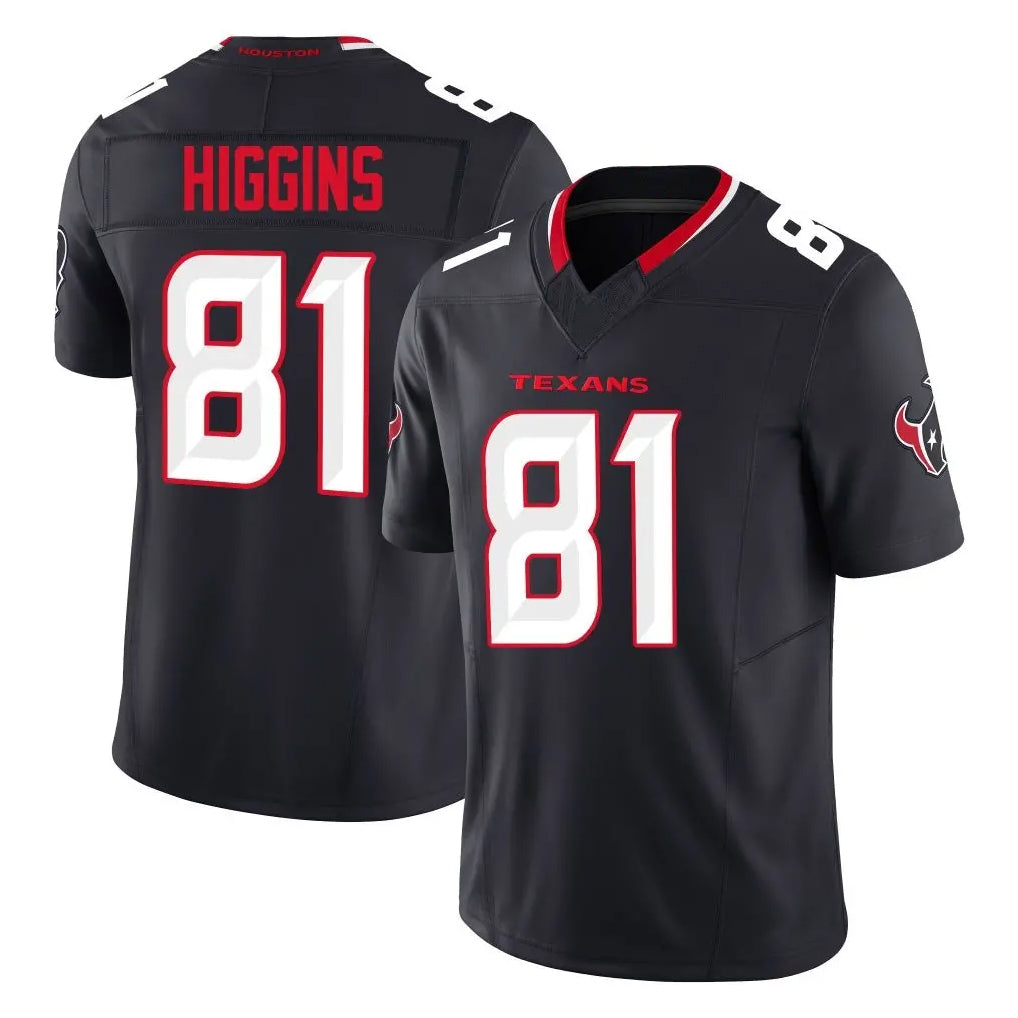 H.Texans #81 Jayden Higgins Player Navy Limited Alternate Vapor F.U.S.E. Home Game Edoa Stitched Jerseys