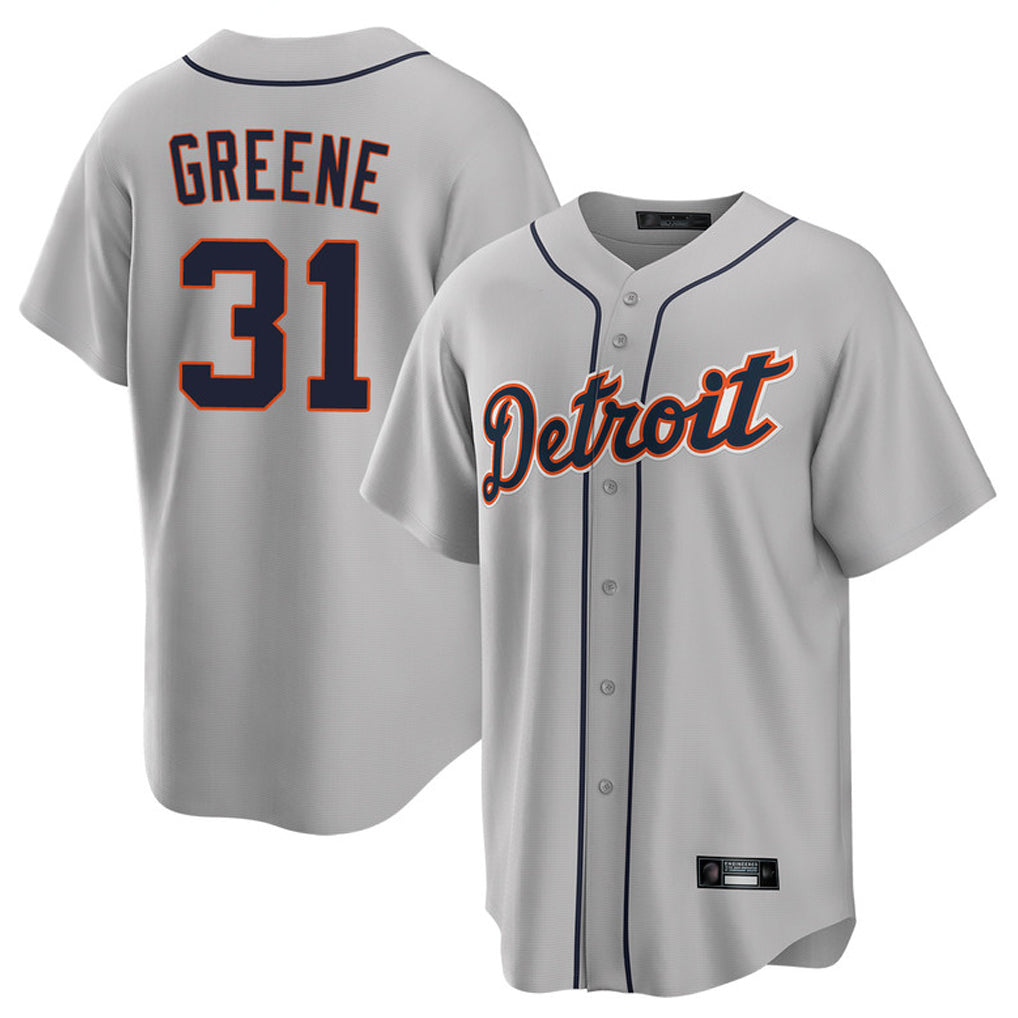 D.Tigers #31 Riley Greene Player Gray Home Game Edoa Stitched Jerseys
